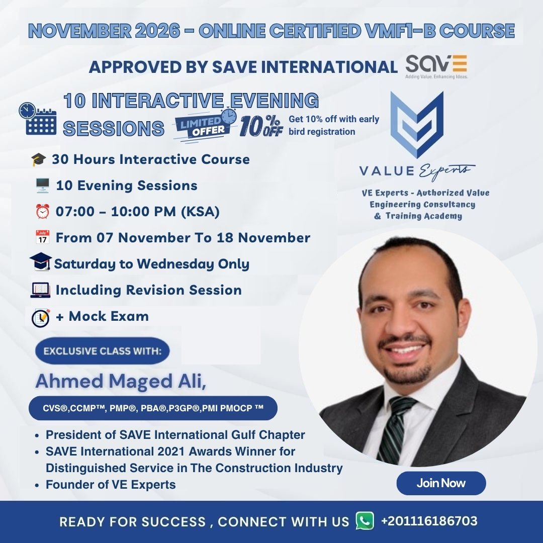 Value Methodology Fundamentals 1-B – Approved by SAVE International