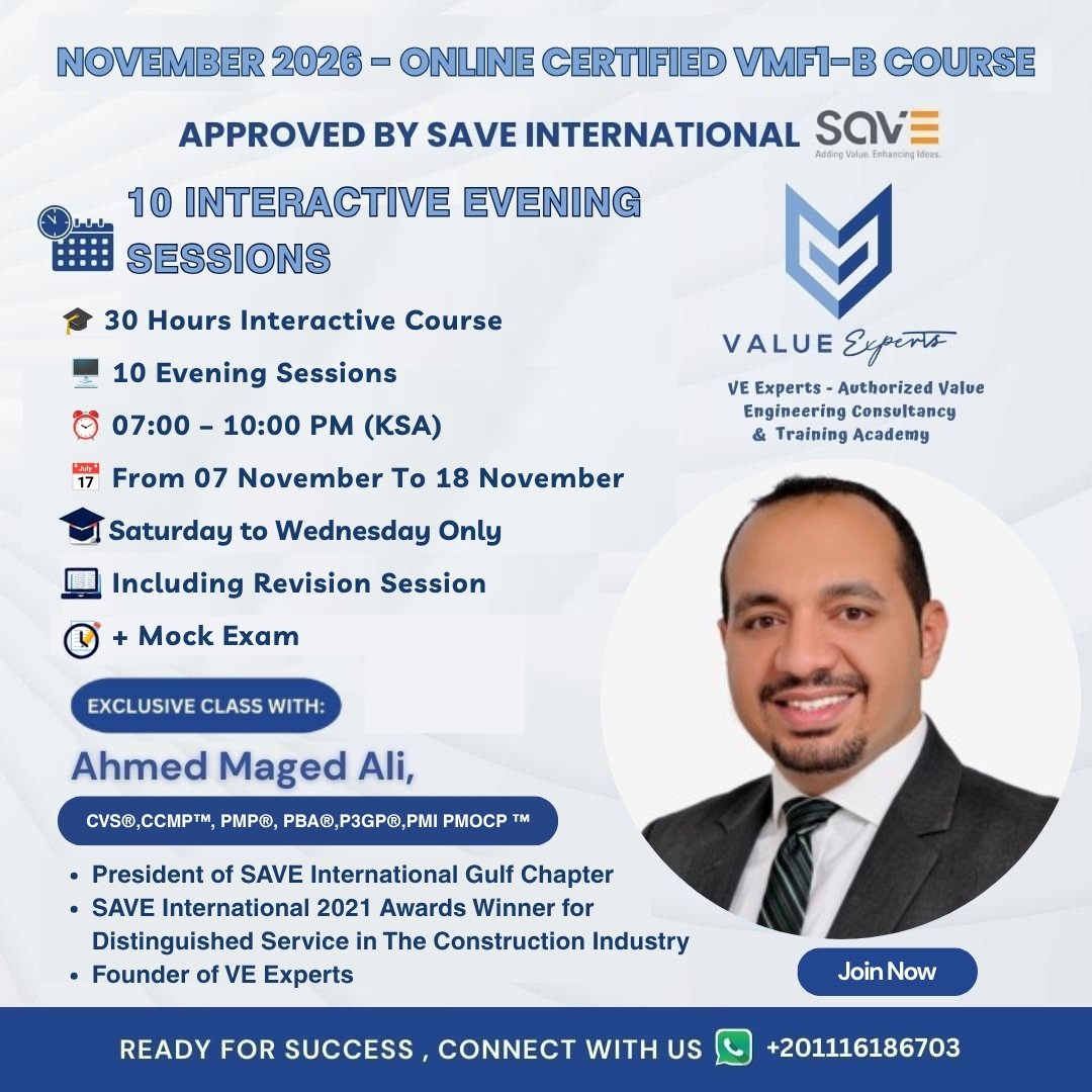 Value Methodology Fundamentals 1-B – Approved by SAVE International